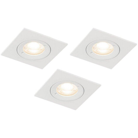 QAZQA Xena Spot encastrable - lot de 3 - 8x8cm - IP44 - Carré - Blanc (1/5)