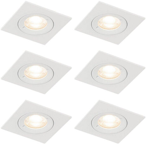 QAZQA Xena Spot encastrable - lot de 6 - 8x8cm - IP44 - Carré - Blanc (1/5)