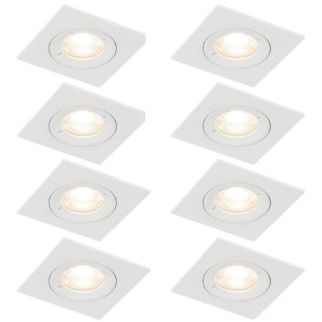 QAZQA Xena Spot encastrable - lot de 8 - 8x8cm - IP44 - Carré - Blanc (1/5)