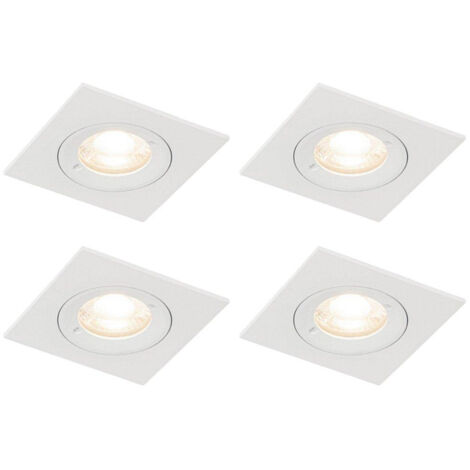 QAZQA Xena Spot encastrable - lot de 4 - 8x8cm - IP44 - Carré - Blanc (1/5)
