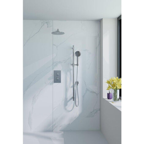 Fortifura Calvi Ensemble de douche à encastrer - thermostatique - bras mural - glissière - douche principale de 30 cm - douchette ronde - flexible de (1/5)