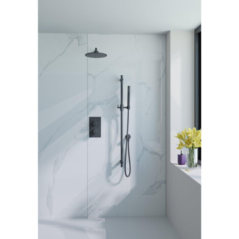 Fortifura Calvi Ensemble de douche à encastrer - thermostatique - bras mural - glissière - douche principale de 30 cm - douchette à main - flexible de (1/5)