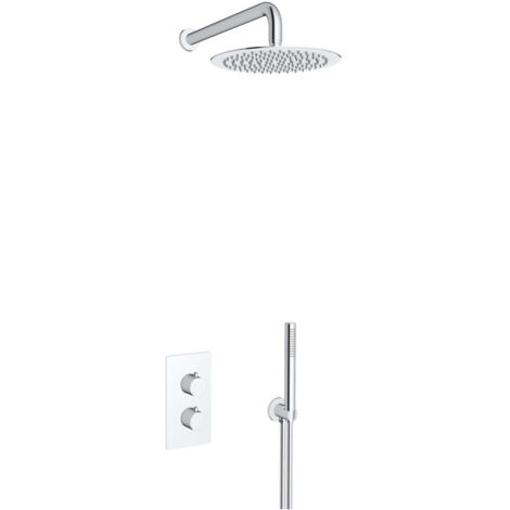 Fortifura Calvi Ensemble de douche à encastrer - thermostatique - bras mural - douche principale de 30 cm - douchette à main - flexible de douche en (1/5)