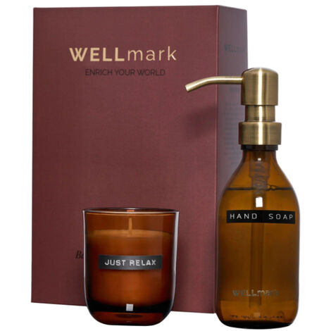 Wellmark coffret découverte savon à main et bougie parfumée verre marron (1/5)