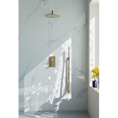 Fortifura Calvi Ensemble de douche à encastrer - thermostatique - bras mural - douche principale de 30 cm - douchette à main - flexible de douche en (1/5)