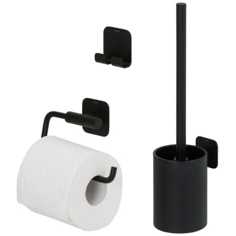 Tiger Colar Ensemble accessoires wc - brosse avec suport - porte-rouleau - crochet serviette - Noir (1/5)