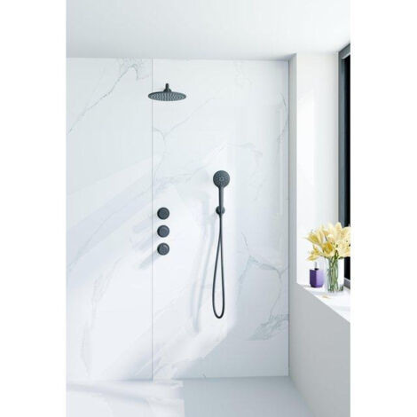 Fortifura Nebbio Ensemble de douche pluie - robinet encastré - partie encastrée - coude mural de raccordement - flexible de douche lisse - douchette (1/5)