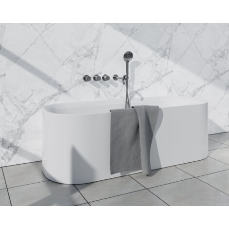Fortifura Nebbio Ensemble combinaison baignoire - mitigeur thermostatique - coude mural avec support de douchette - flexible de douche lisse - (1/5)