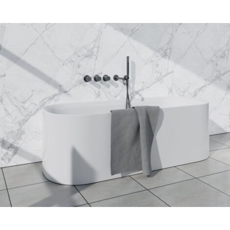 Fortifura Nebbio Ensemble combiné baignoire - mitigeur thermostatique - coude mural avec support de douchette - flexible de douche lisse - douchette (1/5)