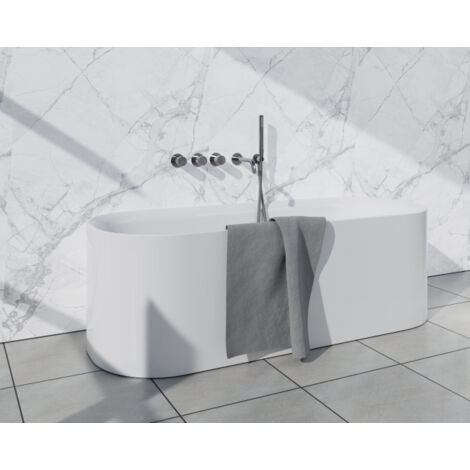 Fortifura Nebbio Ensemble combiné bain - mitigeur thermostatique - coude mural avec support douchette - flexible de douche lisse - barre douchette - (1/5)