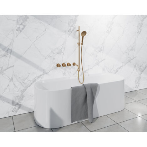 Fortifura Nebbio Ensemble de combinaison de bain - mitigeur thermostatique - barre coulissante avec coude mural intégré - flexible de douche (1/5)