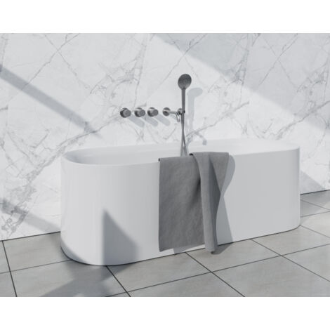 Fortifura Nebbio Ensemble combiné bain - mitigeur thermostatique - coude mural avec support de douchette - flexible de douche lisse - douchette ronde (1/5)