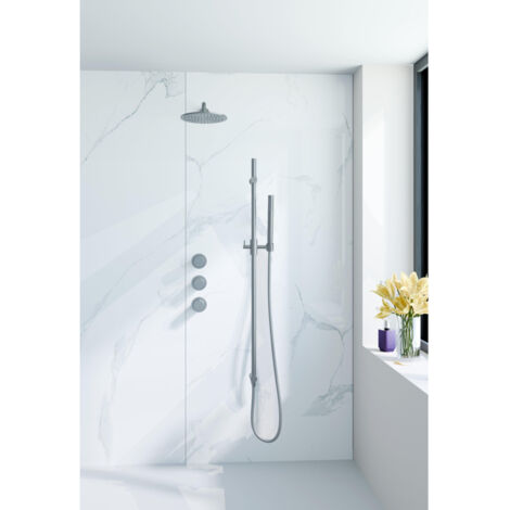 Fortifura Nebbio Ensemble de douche pluie - robinet encastré - élément encastré - barre coulissante - flexible de douche métal - douchette à main (1/5)