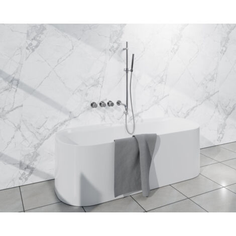 Fortifura Nebbio Ensemble combiné bain - mitigeur thermostatique - barre de douche avec coude mural intégré - flexible de douche métallique - (1/5)