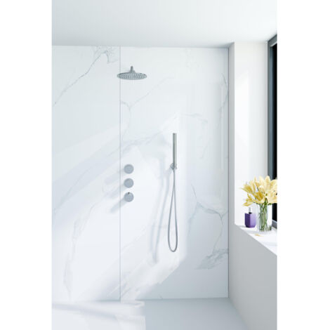 Fortifura Nebbio Ensemble de douche à effet pluie - robinet encastré - élément encastré - coude mural de raccordement - flexible de douche métal - (1/5)