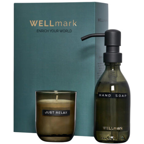 Wellmark discover coffret cadeau savon à main et bougie parfumée verre noir fumé (1/5)