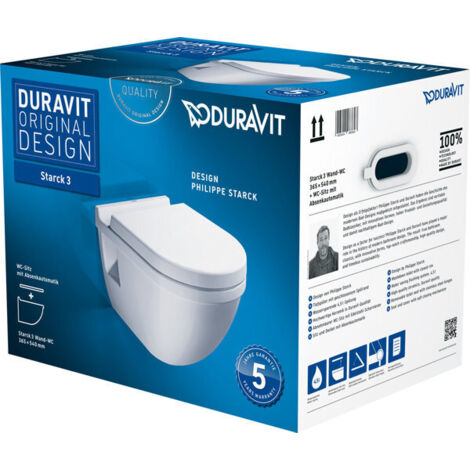 Duravit – Pack de 3 WC suspendus avec bride à fond profond – Céramique blanche – Dimensions 40.5x37cm – Pour installation murale (1/10)
