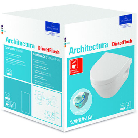 Villeroy & Boch Architectura combipack - avec WC suspendu - sortie profonde DirectFlush 35x48cm - avec abattant - avec softclose et quick release (1/5)