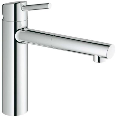 Mitigeur de cuisine monotrou – Finition chrome Starlight – Bec pivotant 100° – Cartouche Grohe SilkMove 35mm – Débit 7,5 l/min