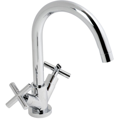 Plieger Cross robinet de cuisine 1 trou avec bec tournant et poignée croix chrome (1/2)