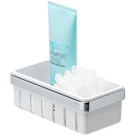 Geesa Frame Collection Panier de douche 21x7.5cm Blanc/Chrome (1/2)