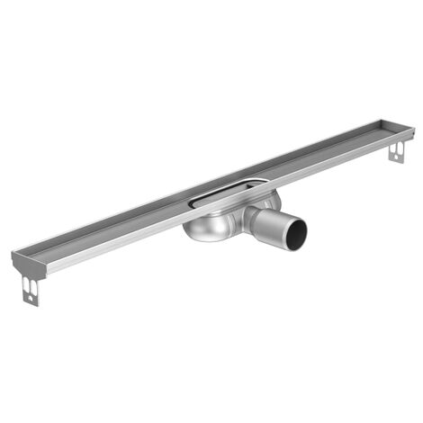 Aco Showerdrain c gouttière de douche en acier inoxydable z. bride z. caillebotis, 70mm de large, fermeture des déchets 25mm 685mm profondeur 65mm m. décharge latérale (1/3)