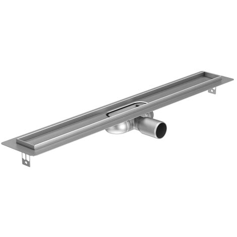 Aco ShowerDrain C caniveau de douche inox avec flasque de sol sans grille, 70mm de large, siphon 25mm 585mm de profondeur d'encastrement 65mm avec