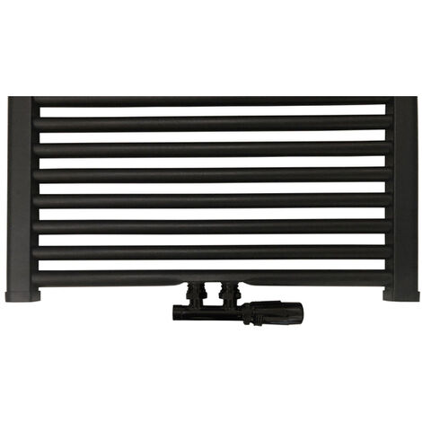 Meilleur Design Nero-Luxe ensemble de raccordement de radiateur universel milieu en bas angle droit noir mat (1/2)