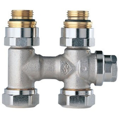 Heimeier Vekolux bloc inférieur 2 tuyaux 1/2 50mm droit pour radiateur bi.dr. (1/5)