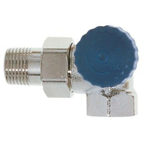 Heimeier Robinet d'arrêt thermostatique pour radiateur 1/2 double équerre RE Kvs 1,85 m3 h faible résistance (1/4)