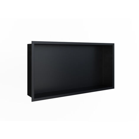 Looox BoX niche - 60X30X7cm - encastrable - avec cadre d'étanchéité - noir mat (1/5)