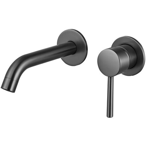 Fortifura Calvi Robinet lavabo encastrable 2 trous avec partie encastrable Gun metal