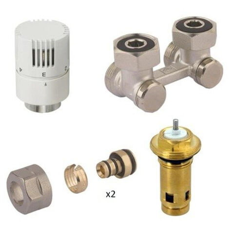 Nemo Start jeu de bornes avec connexion 34 composé d'un insert pour thermostat de radiateur schnller 1230x15 borne à angle droit avec sièges coniques (1/2)
