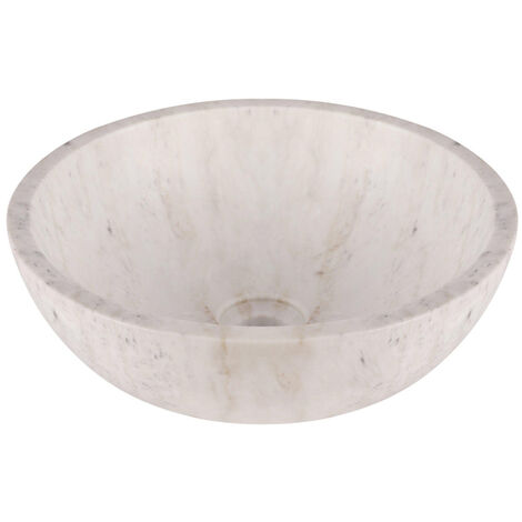 Differnz lavabo en marbre - 40x40x15cm - rond - marbre - brillant blanc (1/2)