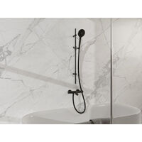 Fortifura Calvi Mitigeur baignoire - avec barre curseur - douchette ronde - flexible en métal - Noir mat