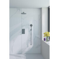 Fortifura Calvi Ensemble de douche à encastrer - thermostatique - bras mural - douche principale de 30 cm - douchette ronde - flexible de douche lisse