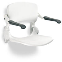 Handicare Handicare Linido abattant wc de douche avec dossier et accoudoirs avec assise en plastique rabattable blanc
