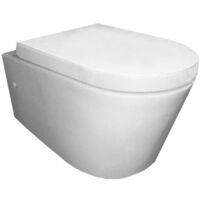 Exellence Flow WC suspendu à fond creux 55cm Rimfree avec revêtement Nano et abattant blanc - blanc