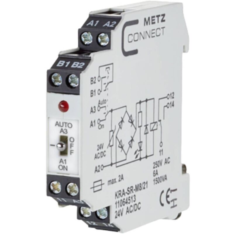 Metz Connect Interruttore Di Soglia 24, Modello 110666, 24V AC/DC, 1 Commutatore, Per Quadri Elettrici - 2