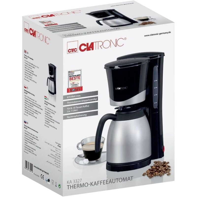 Klarstein Aromatica II Thermo Cafetière 1,25L + broyeur 1000W thermos -  argent Verseuse thermos