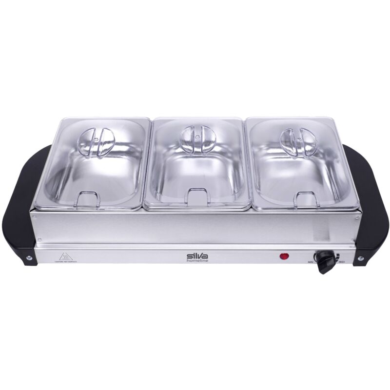 VEVOR Chauffe-Plat 2PCs 4,7 L, Buffet Chauffant Rond, Réchaud en Acier Inoxydable, avec 2 Bacs Pleine Taille, Couvercle et Pince, pour Buffet Libre -Service Hôtel Traiteur Restauration, Argenté