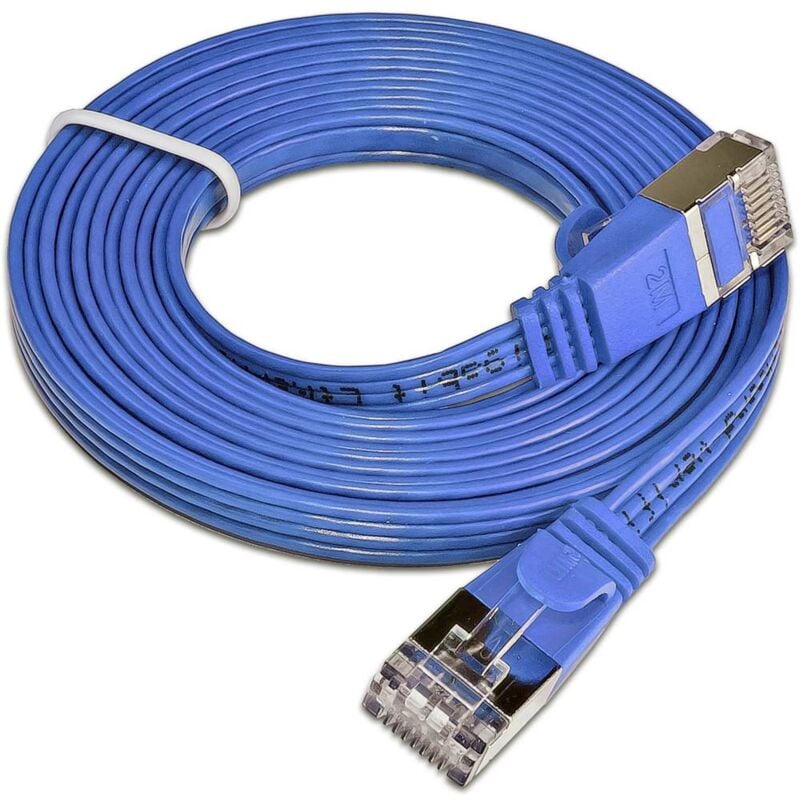 Cordon Ethernet plat RJ45 Bleu, mâle/mâle, Cat6, 10 m