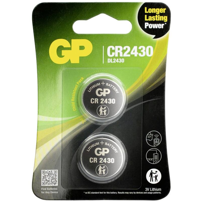 GP CR2430 Pile bouton Lithium 3V 2pcs 
