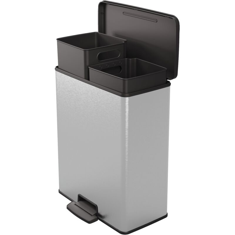Poubelle à pédale 50 litres KIS - noire avec anneau pour suspendre le sac poubelle Poubelle à pédale 50 litres KIS - noire avec anneau pour suspendre le sac poubelle