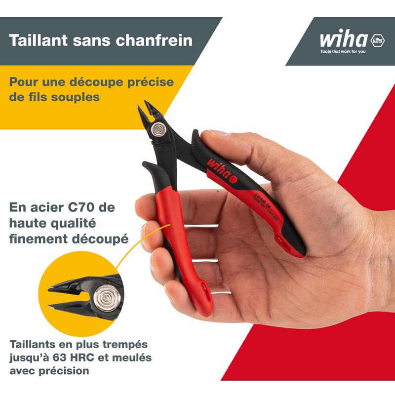 Pince Coupante Facom électricien – Manches Rouge, L.130mm, Acier, Isolée, France