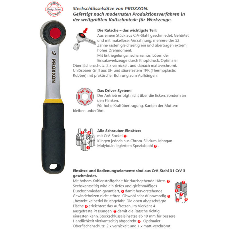PROXXON Jeu De 6 Clés Poly-Cliquet Coudées 6-19 Mm - Outils De Précision Multicolores