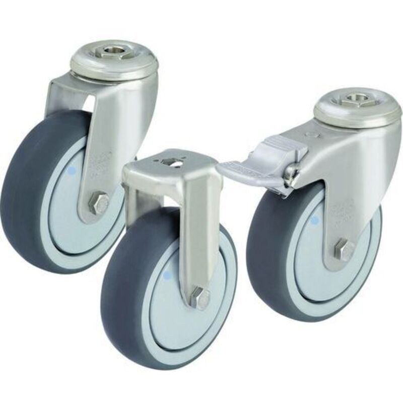 Roulette avec perforation d'un diamètre de 125 mm. Modèle (général) Roulette Stop Fix Blickle LKRXA-TPA 126KFD-FI (LKRXA-TPA 126KD-FI-FK) C09227
