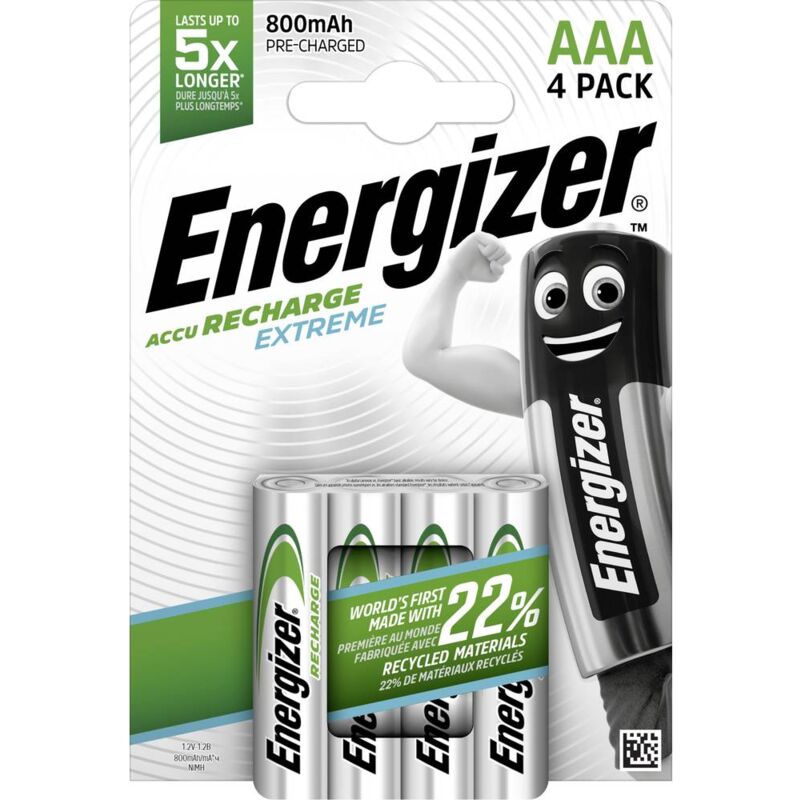 4x PILE RECHARGEABLE LR03 BP4 ACCUS 800 Recycled (AAA)