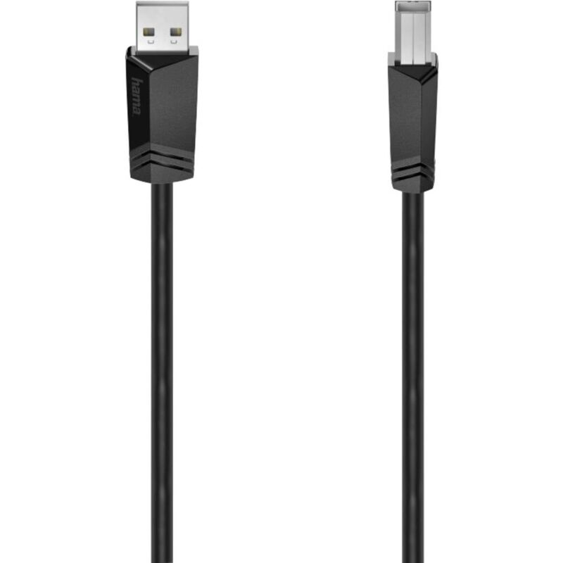 Câble HAMA USB A-Mâle vers B-Mâle (USB 2.0 - 480 Mbit/s) - Noir