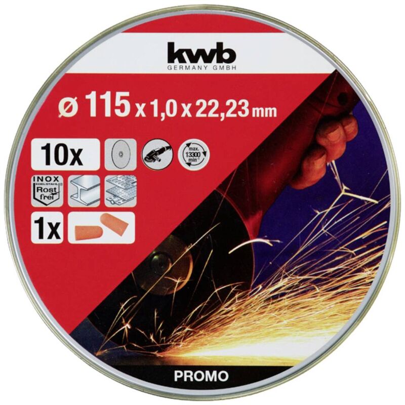 Boîte de 10 disques pour couper le métal 115 mm KWB 61301010